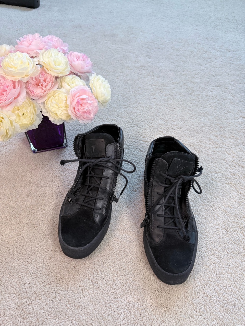 Giuseppe Zanotti Black Women's High-Top Lace-Up Sneakers